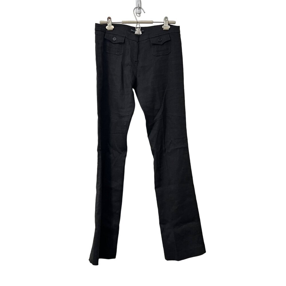 Alysi Womens Charcoal Flax Wool Made in Italy Straight Leg Pants Size 10